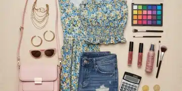 Shein clothing haul with calculator and coins, symbolizing smart shopping and savings