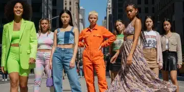 Stylish women in diverse Shein outfits in an urban setting, showcasing affordable fashion trends.