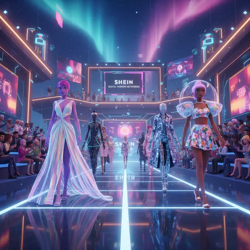 Avatars showcasing SHEIN digital fashion assets in metaverse