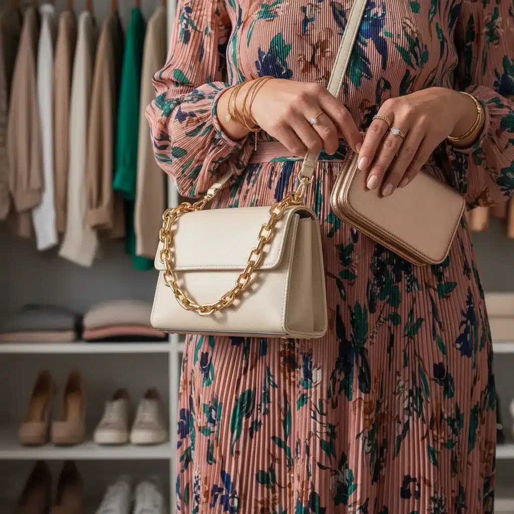 Woman accessorizing a SHEIN outfit with a trendy handbag